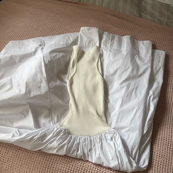 STAUD Wells Dress White Maxi Ribbed Tank Cotton Poplin Skirt XS NWOT - Picture 7 of 7